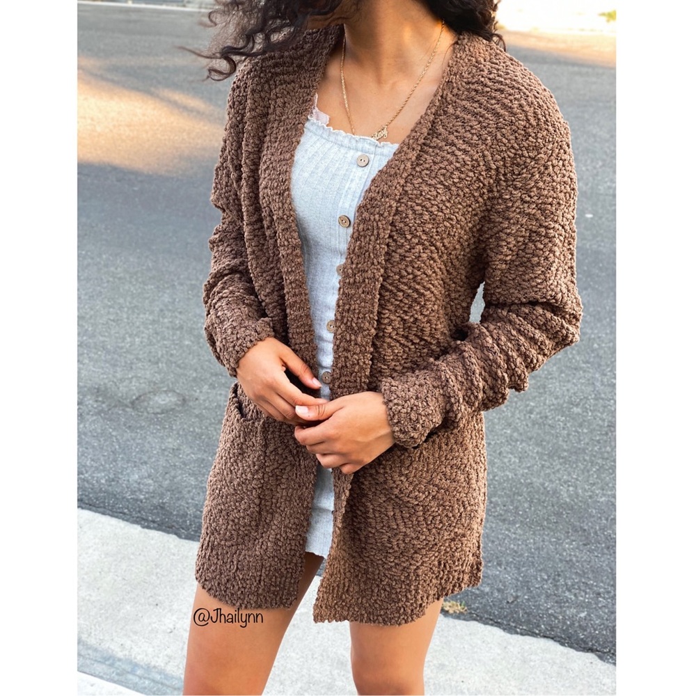 Mocha Popcorn texture cardigan